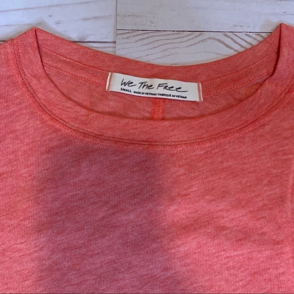 NWT Free People Coral/Poppy Short Sleeve Tee - Picture 2 of 8